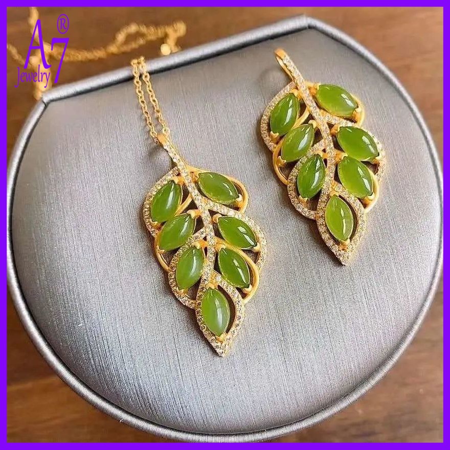 Vòng cổ Bạc S925 Mặt Đá Mã Não Xanh Lá Chống Thấm Nước Lên Màu Nhanh