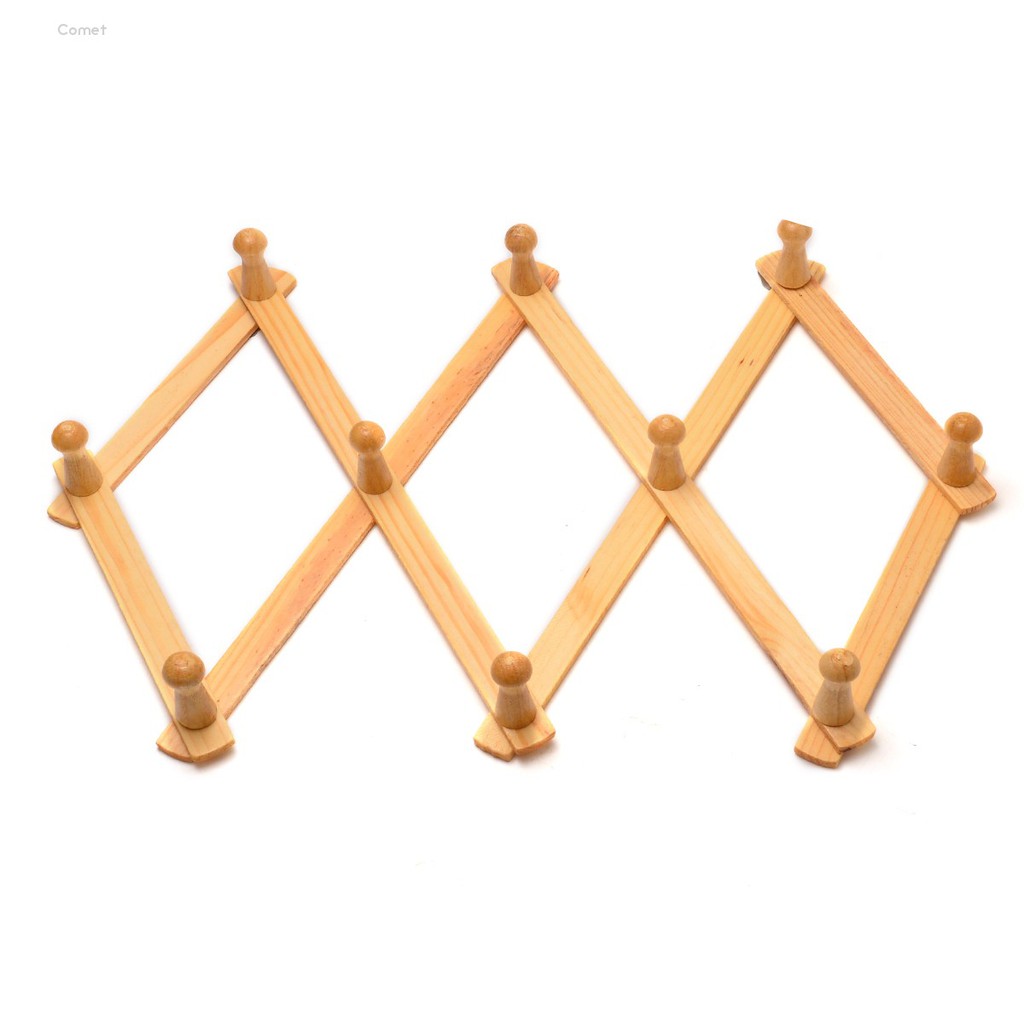 10 Hooks Expanding Keys Hat Clothes Robe Towel Hanger Wall Mount Home Door Rack