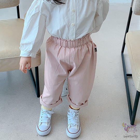 Quần Cotton Lưng Cao Xinh Xắn Theo Phong Cách Hàn Quốc Dành Cho Bé