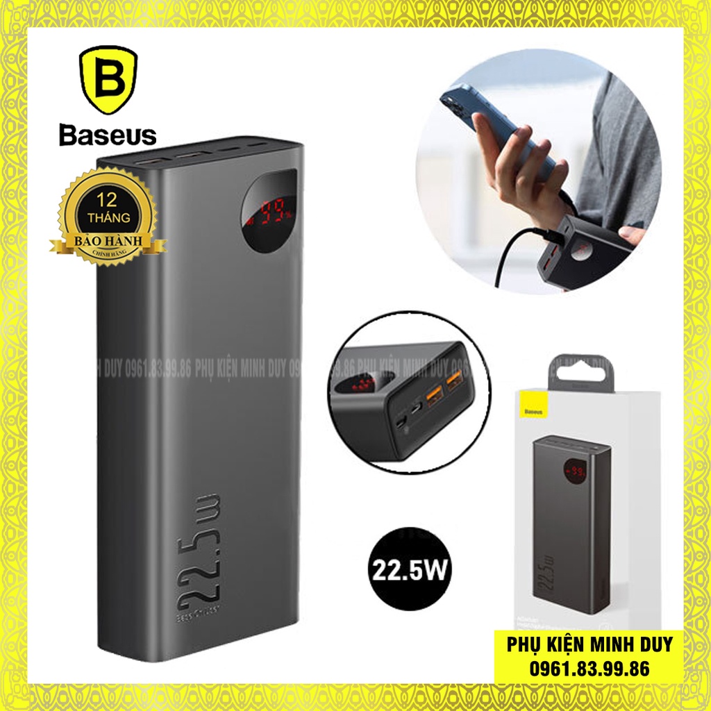 Pin dự phòng sạc nhanh 22.5W Baseus Adaman Metal Digital Display Quick Charge 20.000mAh và 10.000mAh