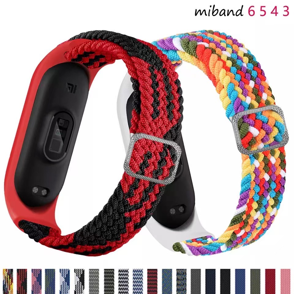 Dây Đeo Vải Nylon Bện Đàn Hồi Dễ Điều Chỉnh Cho Xiaomi Mi Band 6 5 4 3 Sport Strap Mi band 3 4 5 6