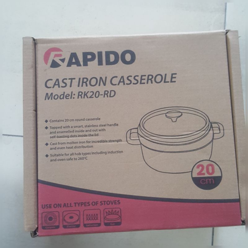 Nồi Gang Rapido  Nồi Gang Đúc Nguyên Khối, 2 lớp chống dính - Bảo Hành Chính Hãng 12 tháng