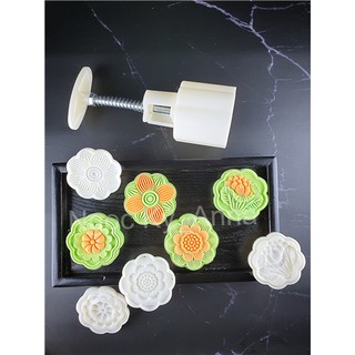 NQ50-998 (L5) - Khuôn Lò Xo Bánh Trung Thu Hoa Sen Cách Điệu 50g 4 Mặt