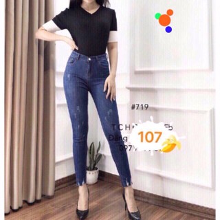 Quần jean nữ lưng cao co giãn tốt