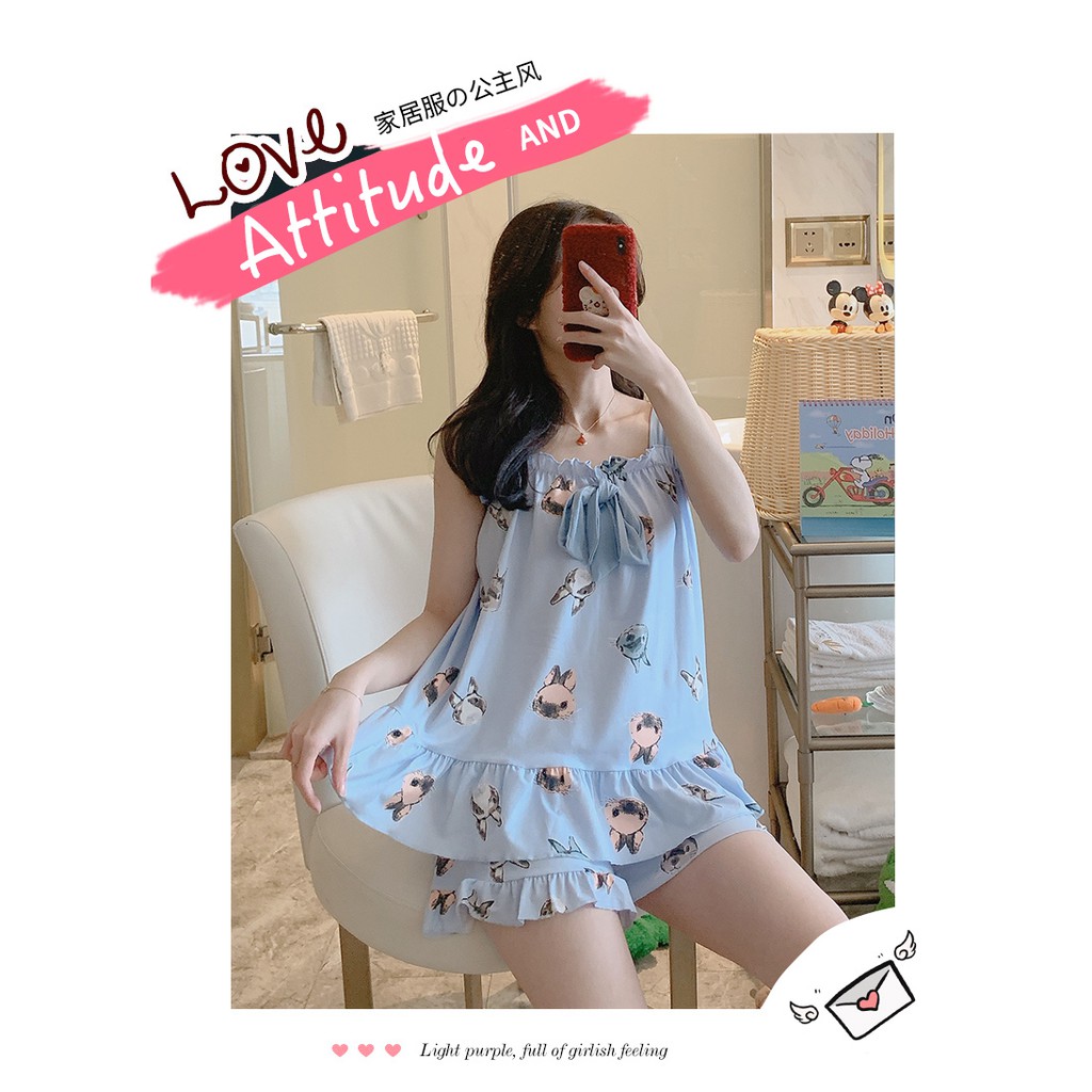 Bộ Đồ Ngủ Nữ Ngắn Hai Dây Măc Nhà Mùa Hè  - Quần Áo Mặc Ở Nhà Ngủ Dáng Hàn Quốc hè thu đông xuân BĐN13 | BigBuy360 - bigbuy360.vn