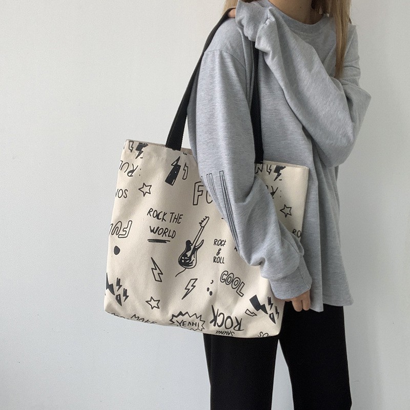 Túi xách đeo vai vải canvas phong cách cổ điển thời trang