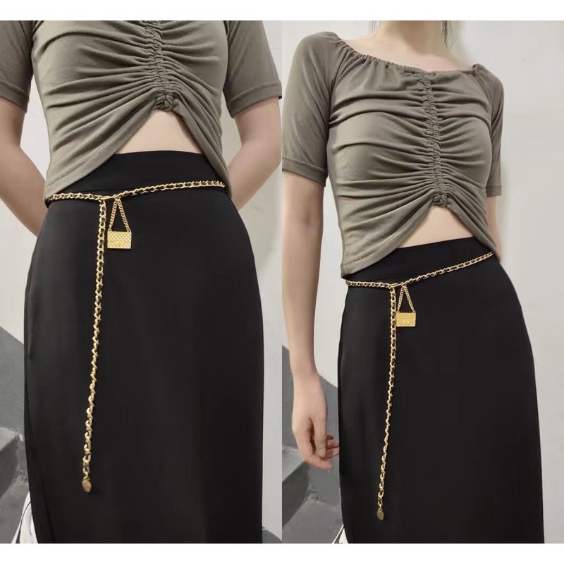 Đai xích túi mini,belt xích túi.Thăt lưng chuỗi xích kim loại phong cách âu mỹ .đai váy túi mini cho nữ