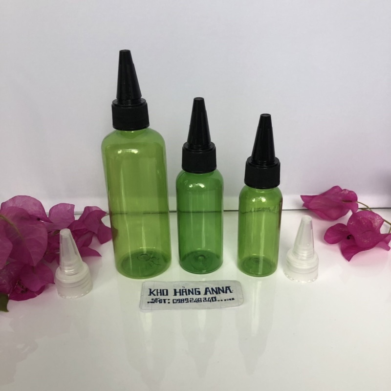 CHAI NẮP NHỌN TRONG SUỐT/ ĐEN - Bình Chiết mỹ phẩm 100ml/ 70ml/ 50ml/ 30ml/ 20ml nắp nhọn nhỏ giọt/ nắp bật