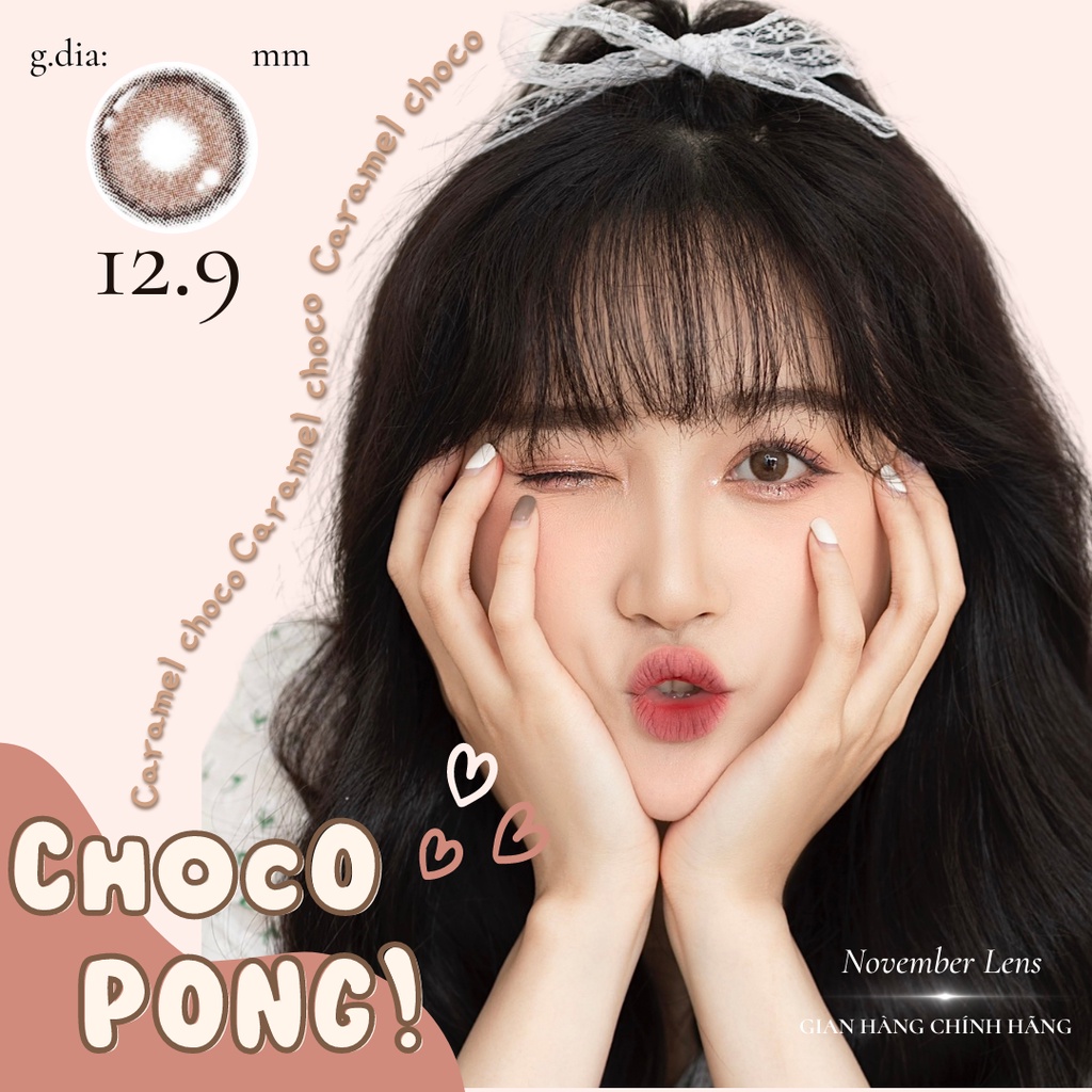 Kính áp tròng màu nâu caramel ngọt CHOCOPONG CARAMEL nhấn mắt nâu nhẹ