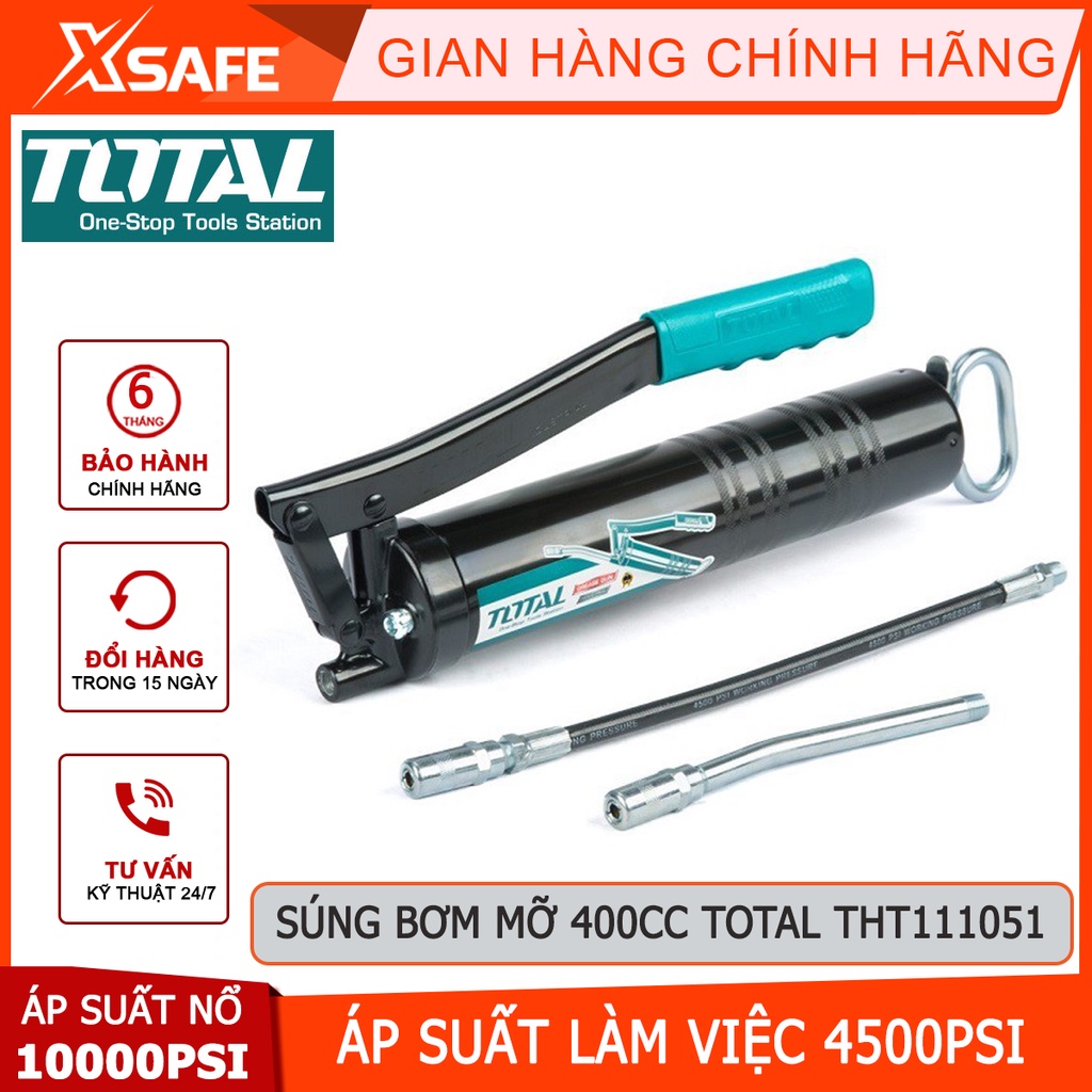 Súng bơm mỡ TOTAL THT111051 | dụng cụ bơm mỡ hơi Khả năng chứa/ dung tích 400 CC/ 14 Oz, Áp suất làm việc 4500 psi
