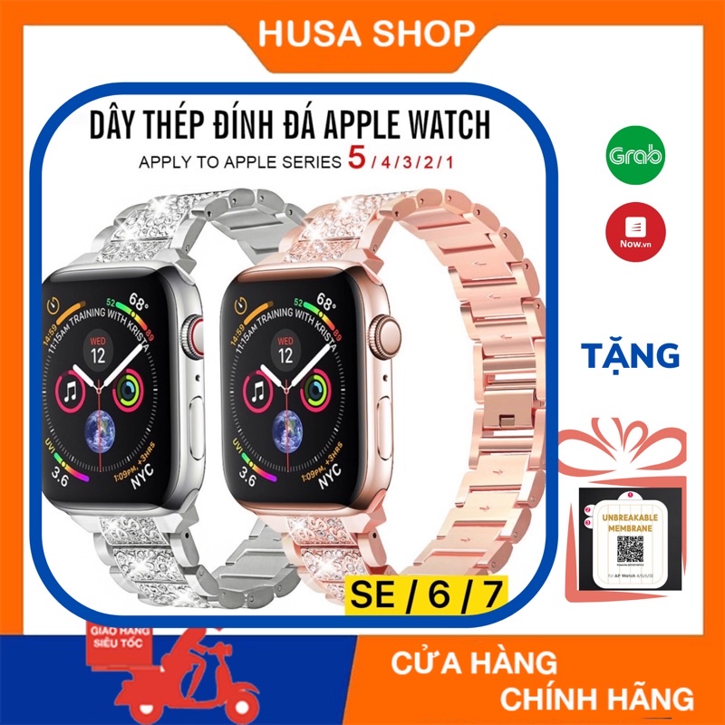 Dây Rolex Đính Đá Cực Xinh Cho Apple Watch 1/2/3/4/5/6/se size 38mm/40mm/42mm/44mm