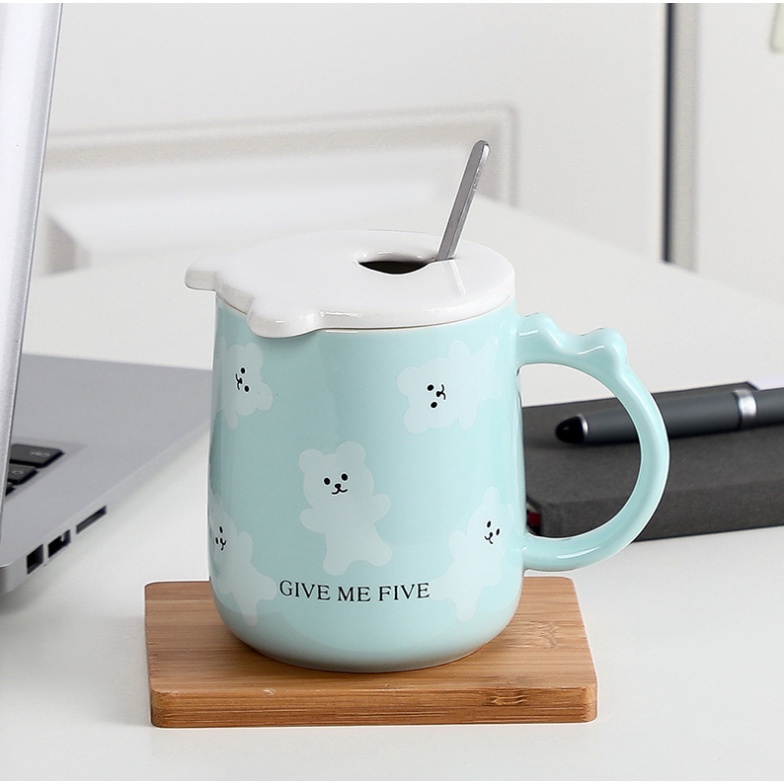 Cốc sứ, Ly sứ cao cấp uống nước, cà phê họa tiết hình gấu quà tặng sinh nhật, Valentine