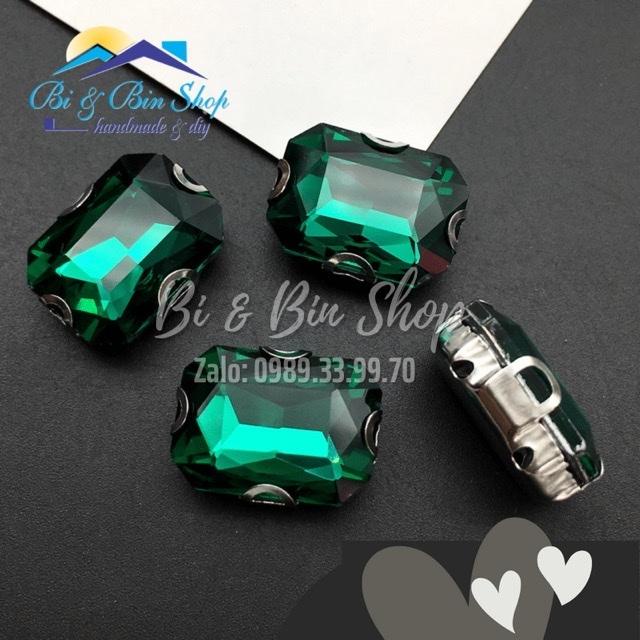 10 Viên Đá Đế Chữ Nhật 13x18mm Đính Kết Trang Phục Thời Trang, Trang Trí Vương Miện - Bi &amp; Bin Shop