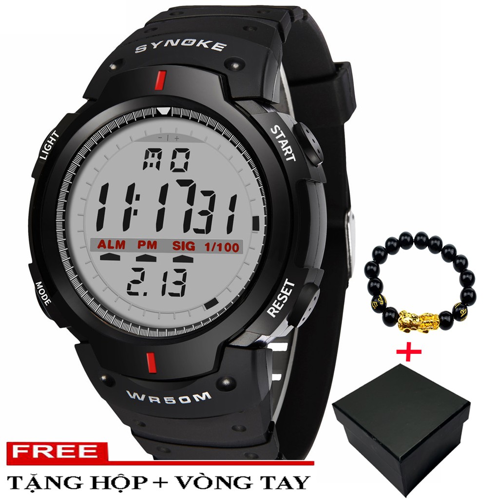 (CHỐNG THẤM NƯỚC) Đồng Hồ Nam SYNOKE S001 Điện Tử Dây Nhựa Dẻo Cao Cấp + Tặng Hộp và Vòng Tay