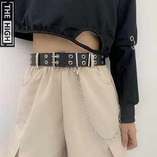 Thắt lưng nữ The High, thắt lưng thời trang cá tính đục nhiều lỗ, tặng kèm dây xích