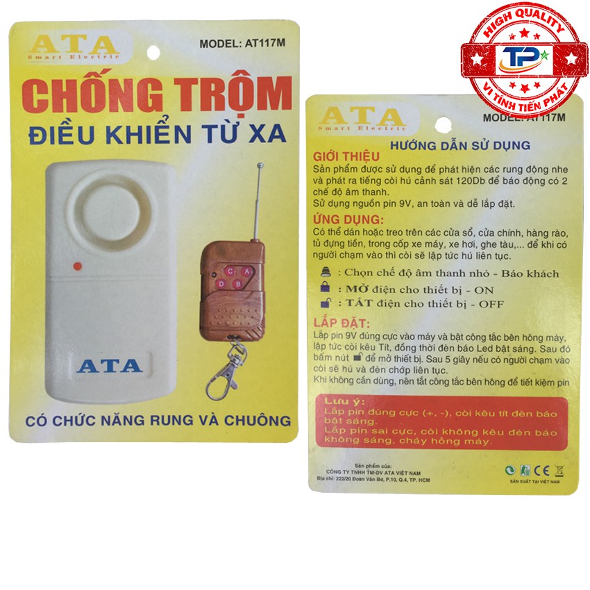 Thiết bị báo động từ xa cảm biến Rung ATA AT117 chống trộm rất hữu ích và thông minh AT117M / AT-117M