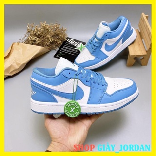 Giày Jordan cổ thấp sneaker, giày Jordan 1 low xanh da trời thời trang full box bill