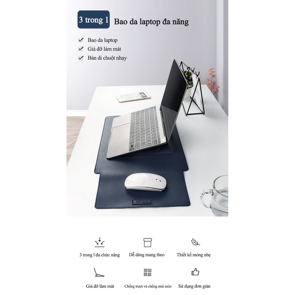 Bao da Macbook BlueLeather 3 chức năng - Home and Garden