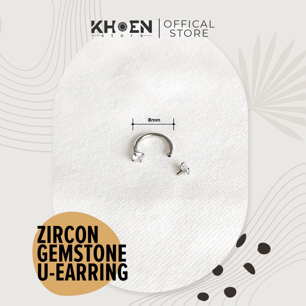 - Khuyên tai chữ U đá 3mm - Khoen store