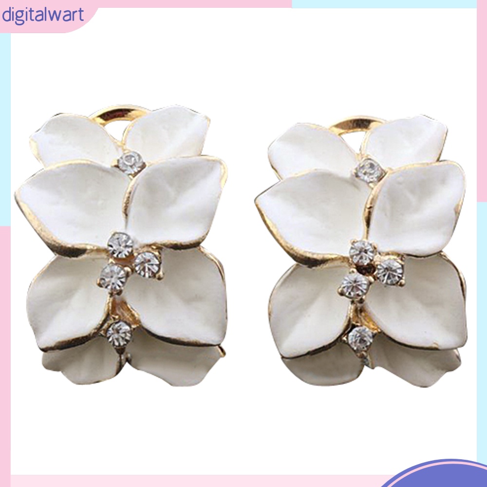 Khuyên Tai Hình Bông Hoa Đính Đá Phong Cách Thanh Lịch Dành Cho Nữ