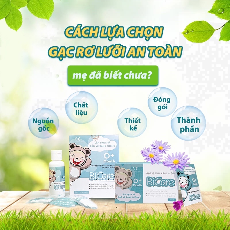 Dung Dịch Nước rơ lưỡi vệ sinh răng miệng (kèm 20 gạc khô) Bicare cho bé