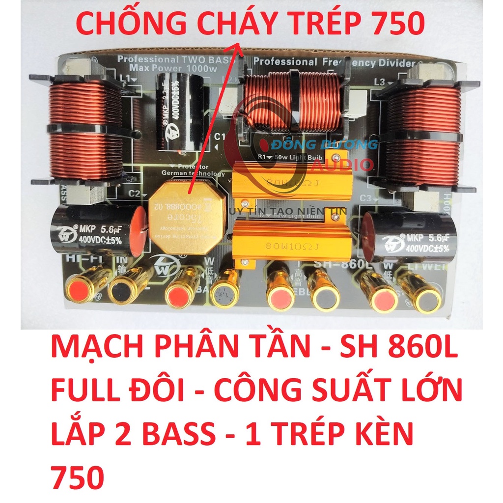 01 MẠCH PHÂN TẦN FULL ĐÔI SH-860L - 2 BASS + 1 TRÉP - BẢO VỆ TRÉP 750 - PHÂN TẦN CHỐNG CHÁY TREBLE