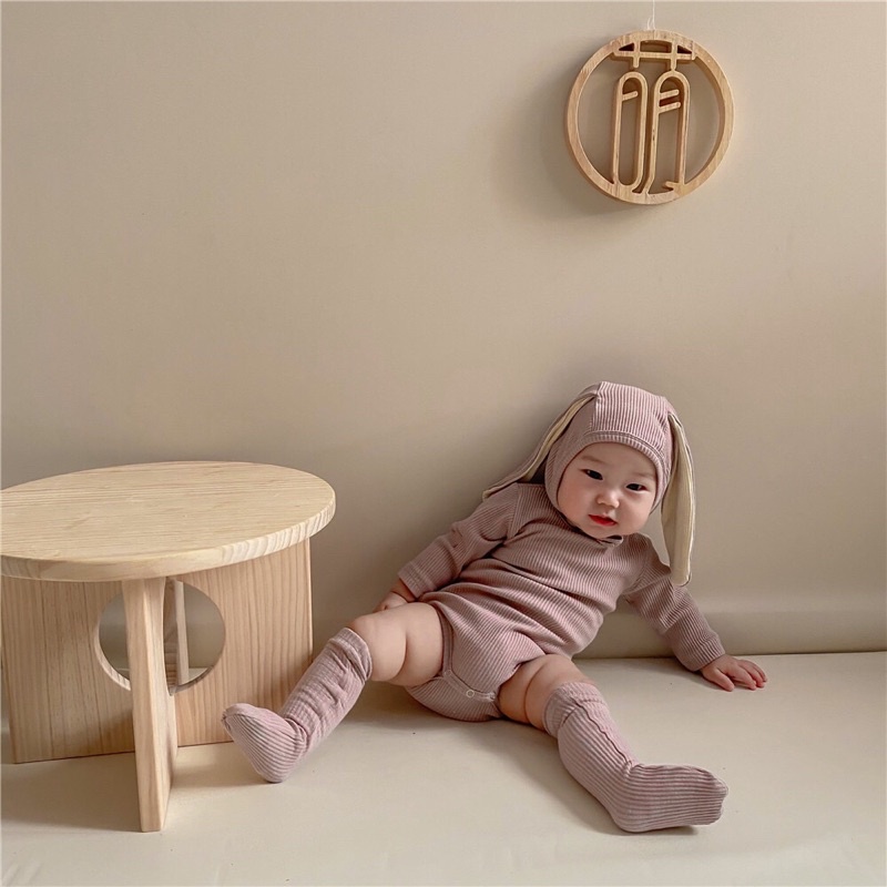 Bodysuit Cho Bé, Body Dài Tay Cho Bé Len Tăm Hàn Kèm Mũ Cực Yêu Shop Cu Bean 5 - 15Kg