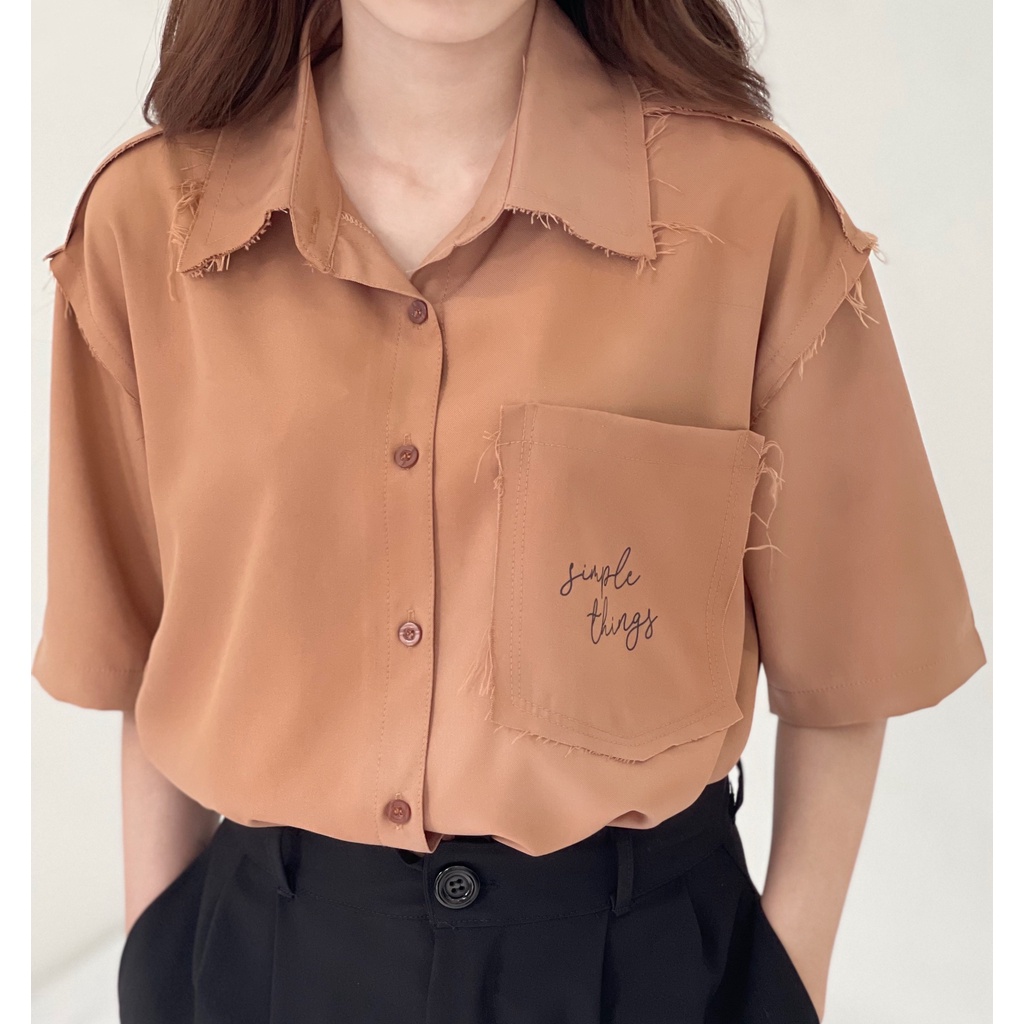 Áo sơ mi tay lỡ SIMPLE THINGS form rộng unisex nam nữ Ulzzang (Ảnh thật/ Có sẵn) | BigBuy360 - bigbuy360.vn