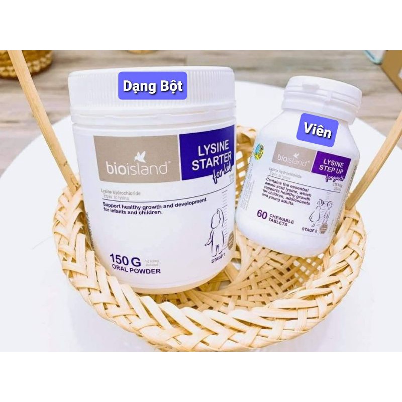 LYSINE BIOISLAND Úc giúp bé phát triển chiều cao - Dạng bột và dạng viên