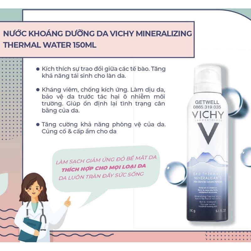 [Mã 2611TIEUDUNG100K giảm 8% đơn 500K] Xịt khoáng cấp ẩm Vichy 50ml | BigBuy360 - bigbuy360.vn