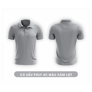 Áo THUN nam - nữ MÀU XÁM LỢT vải Cá Sấu poly cổ dệt bo cao cấp