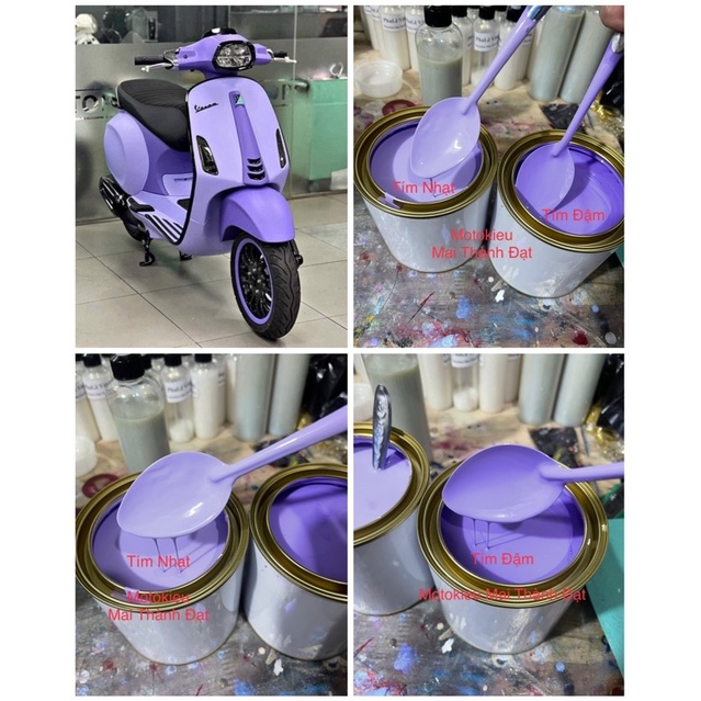 Màu Sơn Tím Vespa ( Sơn Oto Xe Máy ) Combo 0,5Kg Tím Nhạt + 0,5kg Tím Đậm