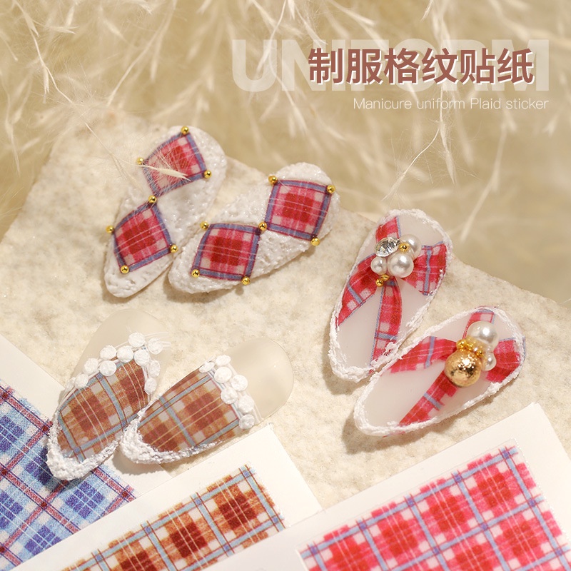 Sticker Nail Họa Tiết Caro, Phụ Kiện Nail Noel - Vani Store