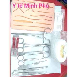 Bộ tiểu phẫu sinh viên y khoa 10 món và miếng da tập khâu