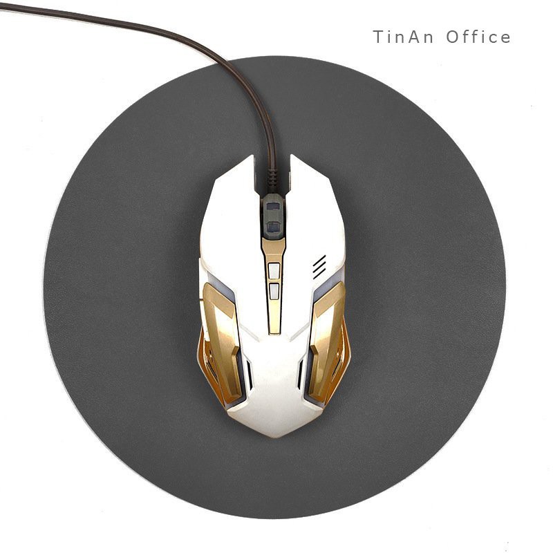 Miếng Lót Chuột Da ( Mouse Pad ) Hình Tròn, Sử Dụng Được 2 Mặt, Không Thấm Nước, Đường Kính 22 cm