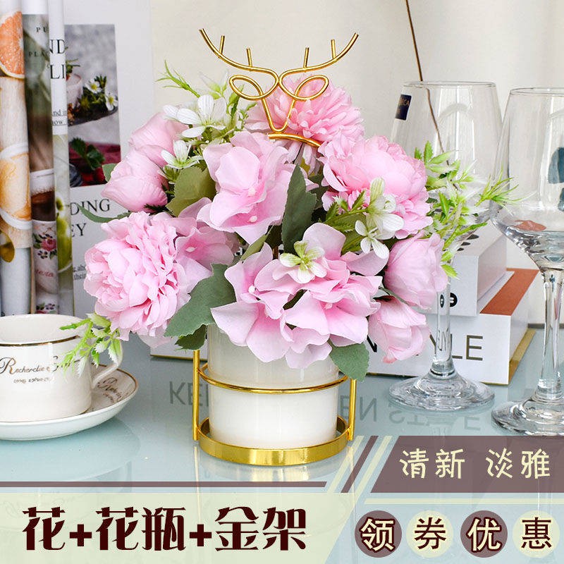 Mô phỏng hoa giả hoa bàn phòng ngủ phòng khách trang trí nội thất tủ rượu đồ trang trí thủ công hoa lụa hoa Xiao Khánh h