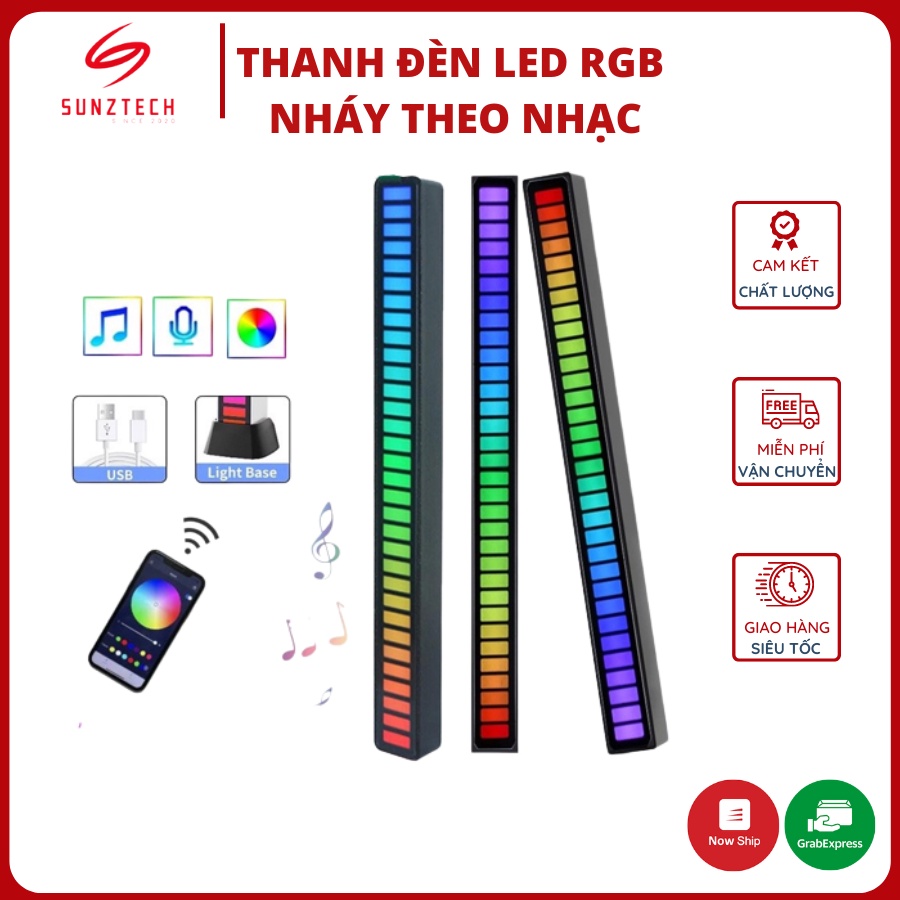 Thanh đèn LED RGB, 16 triệu màu dùng APP điện thoại nháy theo nhạc, đèn trang trí, decor phòng cảm biến âm thanh hót