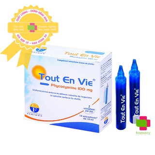 Tảo biển Tout En Vie, Pháp (14 ống dạng nước) kèm vitamin C giúp chăm sóc da, tốt cho huyết áp, tim mạch, tiểu đường