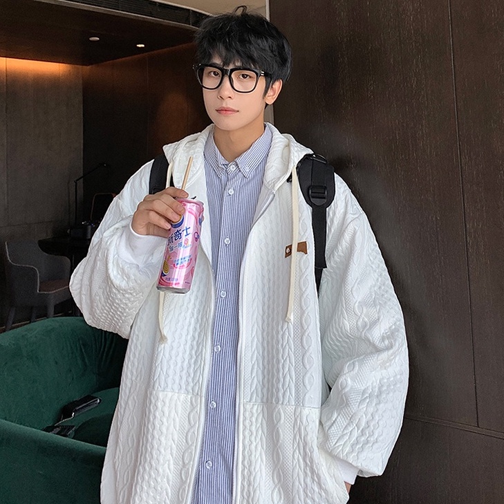 Áo hoodie Một Lớp Tay Dài Màu Trơn Có Khóa Kéo Thời Trang Hàn Quốc Cho Nam Và Nữ