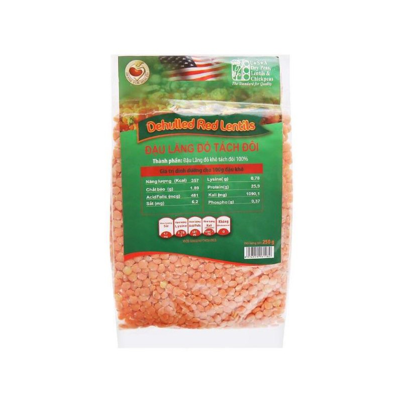 500G Đậu lăng đỏ tách vỏ nguyên hạt