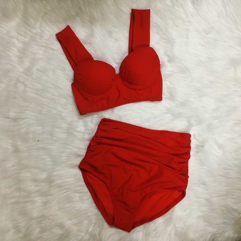 [NHIỀU MÀU + LOẠI ĐẸP] Bikini 2 mảnh crop dây dày mix quần nhún che bụng
