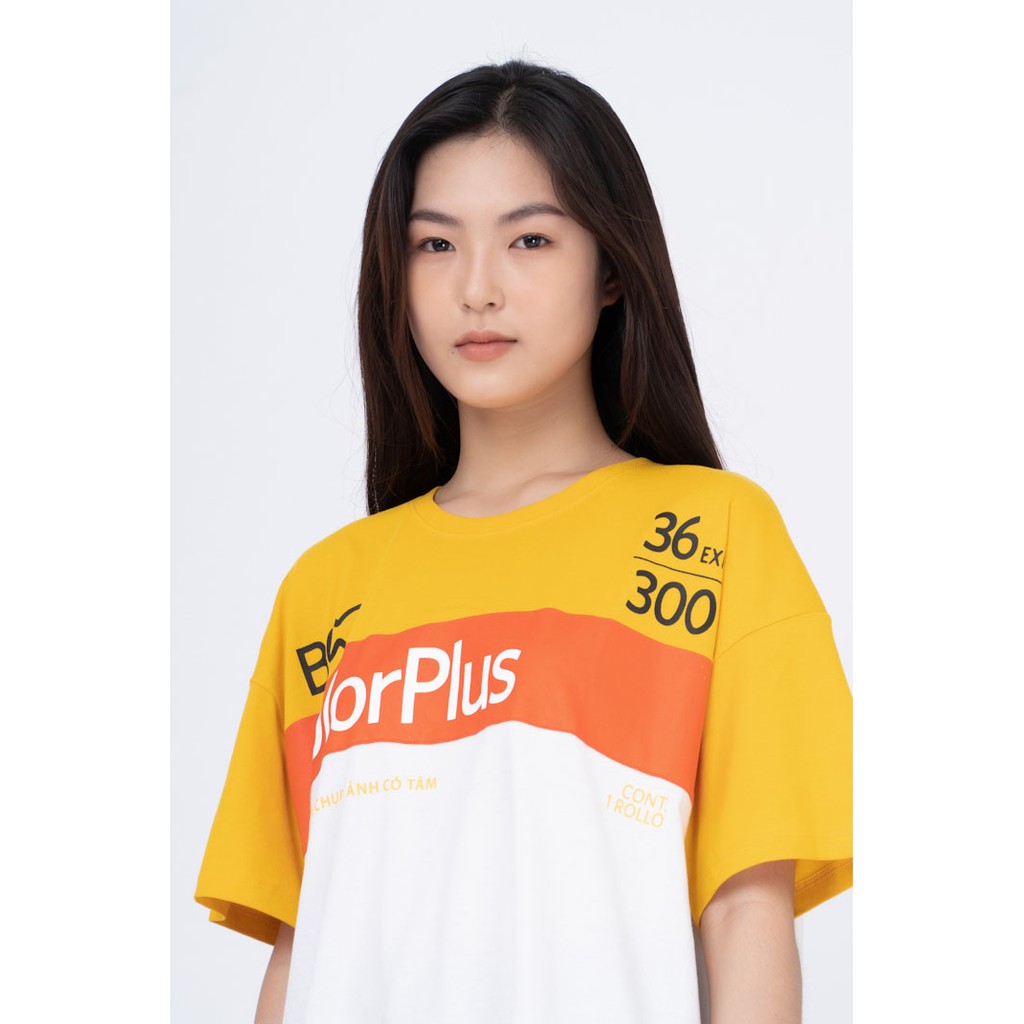 Áo Thun Nữ BOO Dáng Cơ Bản 100%Cotton Phối 3 Màu In Hình Color Plus