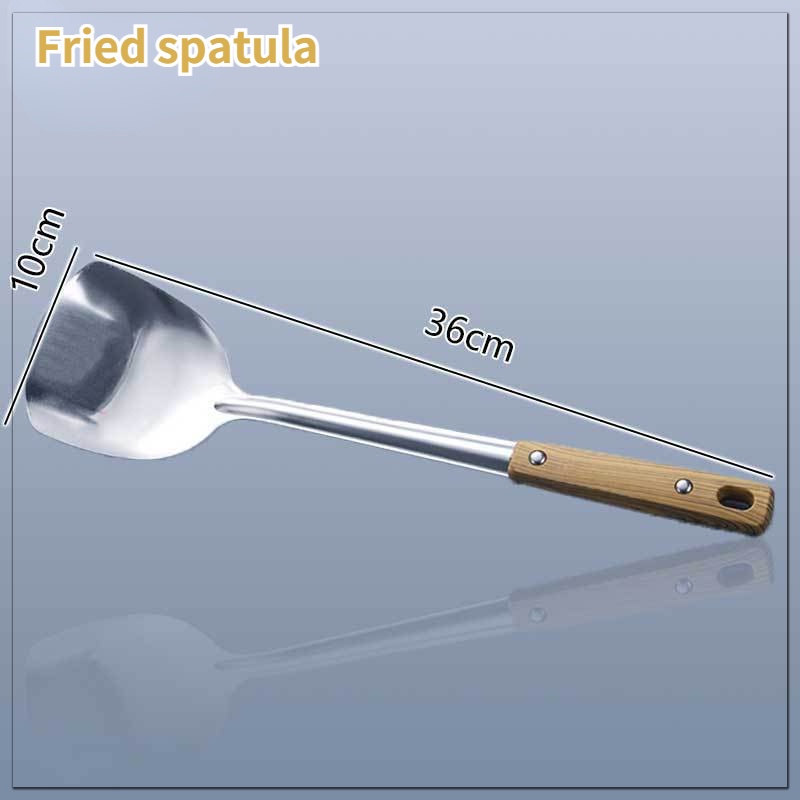 Bộ Dụng Cụ Nấu Ăn Bằng Thép Không Gỉ Tay Cầm Gỗ Cách Nhiệt