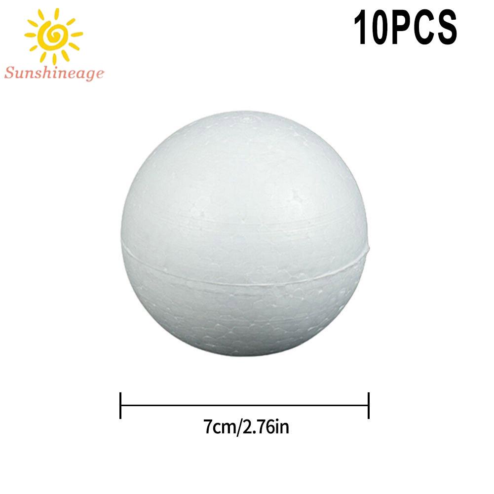 Bộ 10 Quả Bóng Xốp Tròn 50mm-100mm Màu Trắng