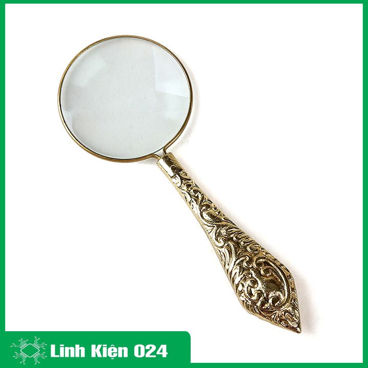 Kính lúp quang học cầm tay HD 18155-6 kim loại, hoa văn đẹp dùng để đọc, sửa chữa điện tử