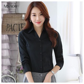 Áo sơ mi nữ dài tay lụa mềm cực xinh Loại đẹp - Màu Đen