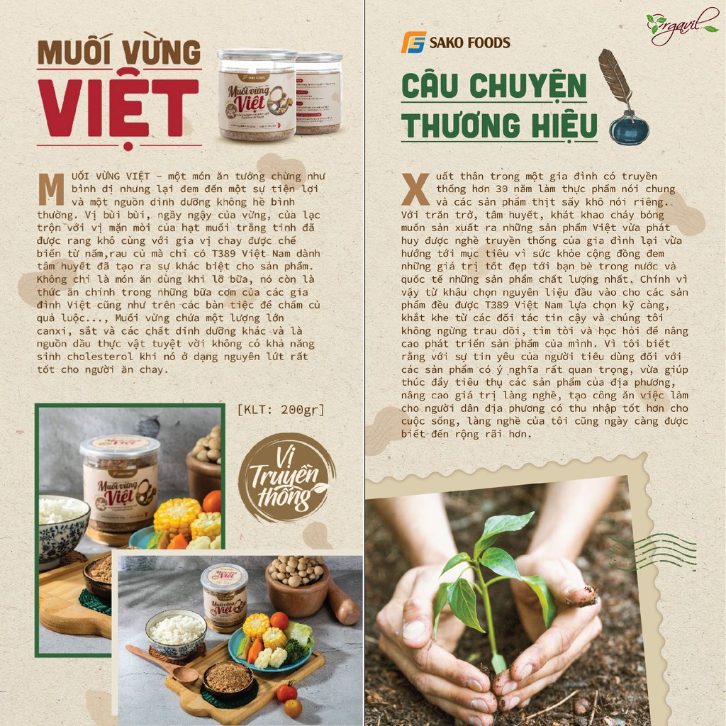 Muối Vừng Việt Vị Truyền Thống Hộp 200g - Vietnamese Seasame Salt Traditional Taste - Giàu Dinh Dưỡng - Orgavil