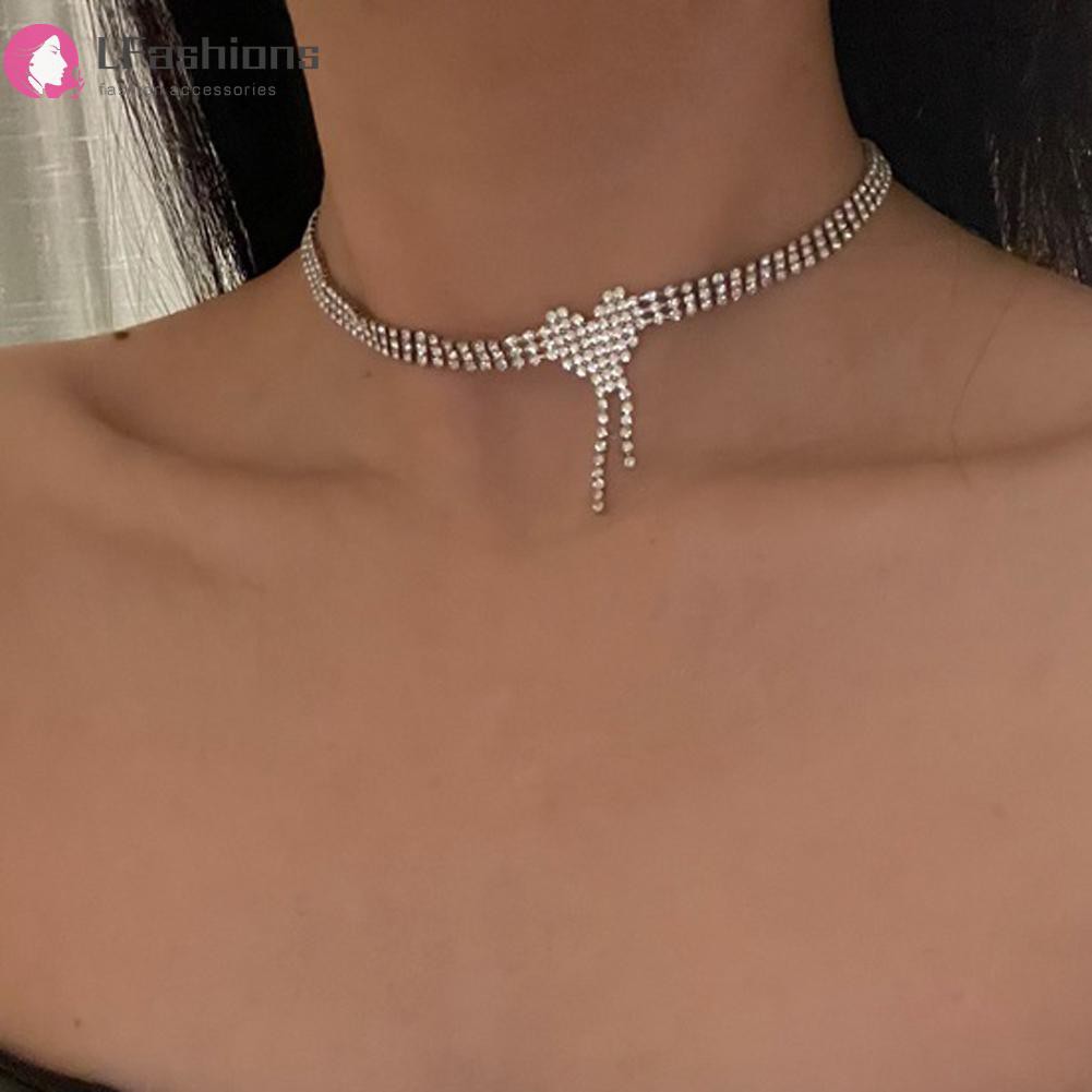 (Hàng Mới Về) Vòng Cổ Choker Mặt Hình Trái Tim Đính Đá Lấp Lánh