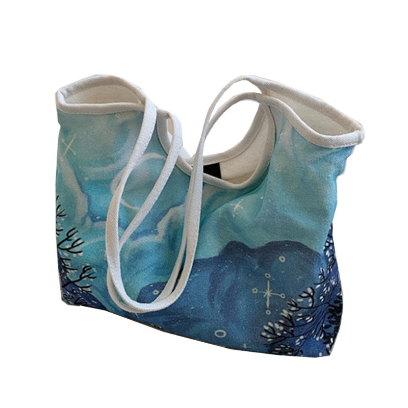 Túi Xách Canvas Họa Tiết Tranh Sơn Dầu Phong Cách Retro