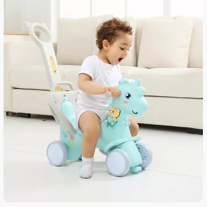 Ngựa Bập Bênh Đa Năng Minamino Kiêm Chòi Chân Xe Đẩy Có Nhạc Cho Bé Chính Hãng
